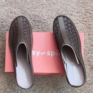 Easy Spirit Brown Perforated Mules